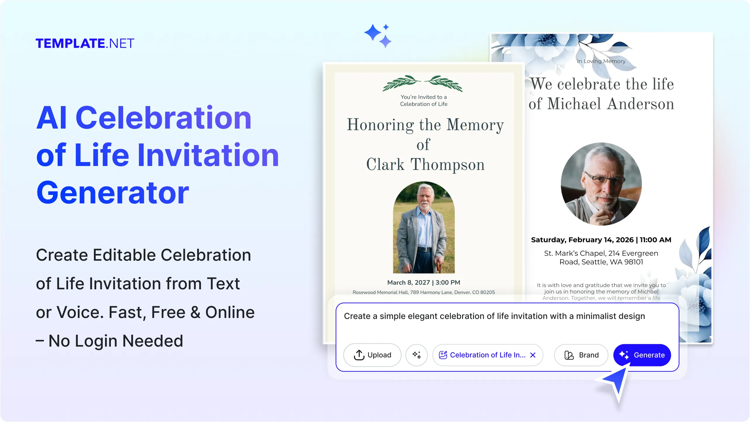 Free AI Celebration of Life Invitation Generator, Free Invitation Design Maker Online